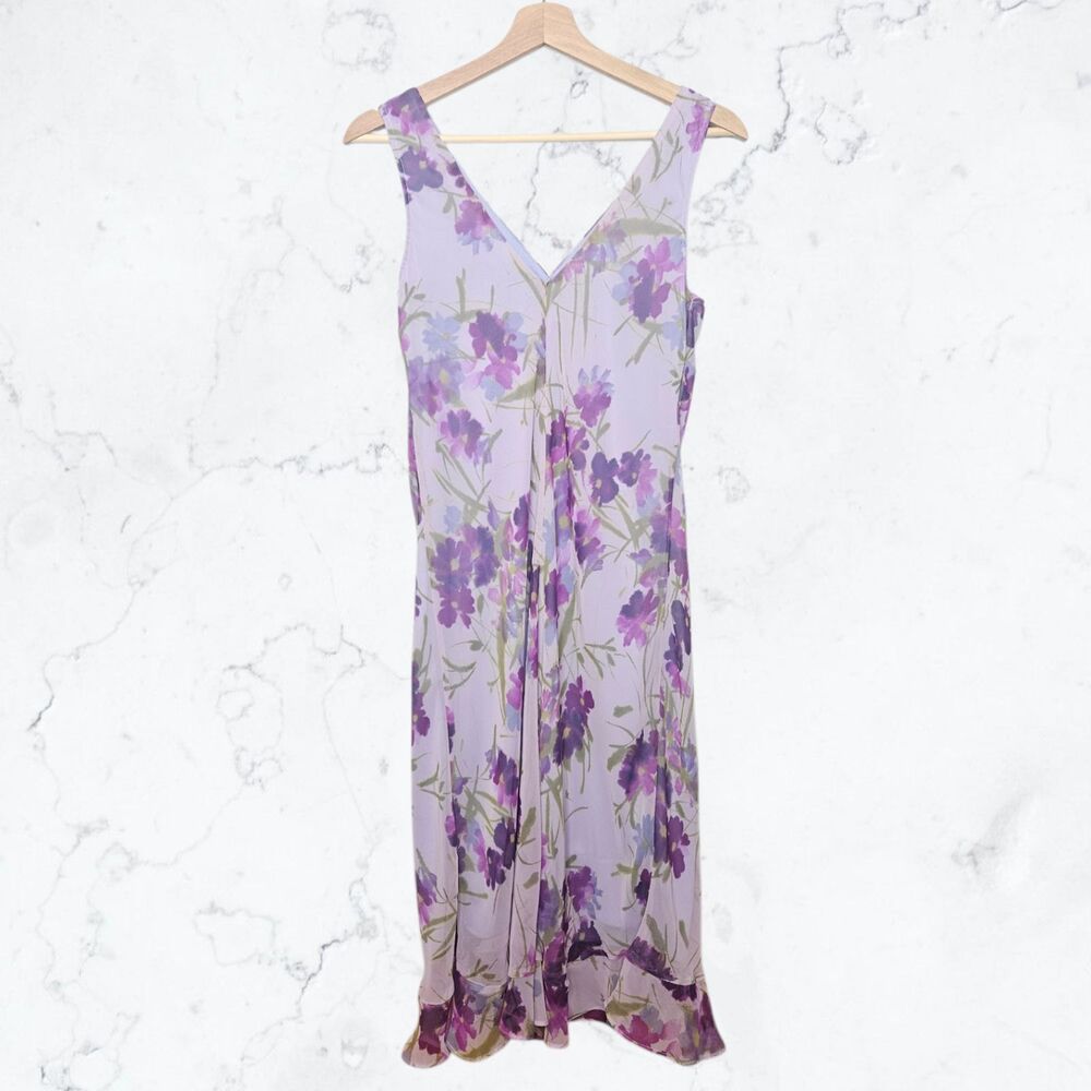 Vintage 90s Y2K California Concepts Fairycore Cottagecore Purple Floral Dress